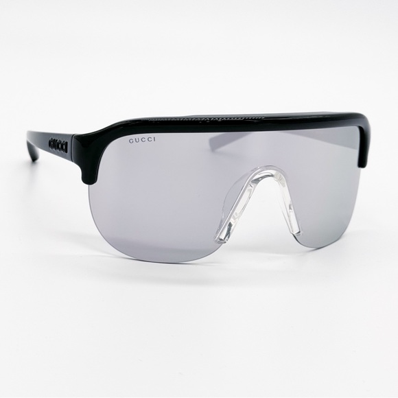 NEW GG1645S 003 GUCCI SHIELD BLACK SILVER UNISEX SUNGLASSES GG 1645S 003 EYEWEAR - Picture 5 of 9